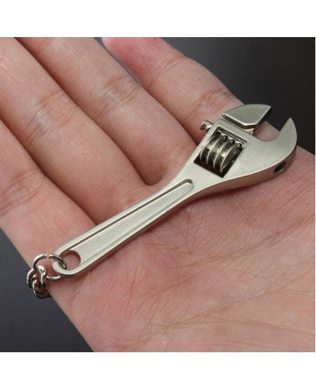 2pcs Creative Mini Tool Model Wrench Spanner Pendant Key Chain - Silver