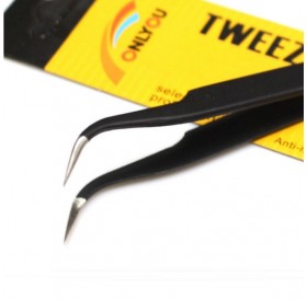 ONLYOU ESD-15 Antistatic Stainless Steel Tweezers Curved Fine Tip 12cm