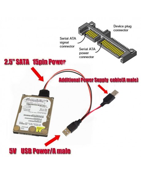 USB to SATA Power cable for 2.5 SATA HDD