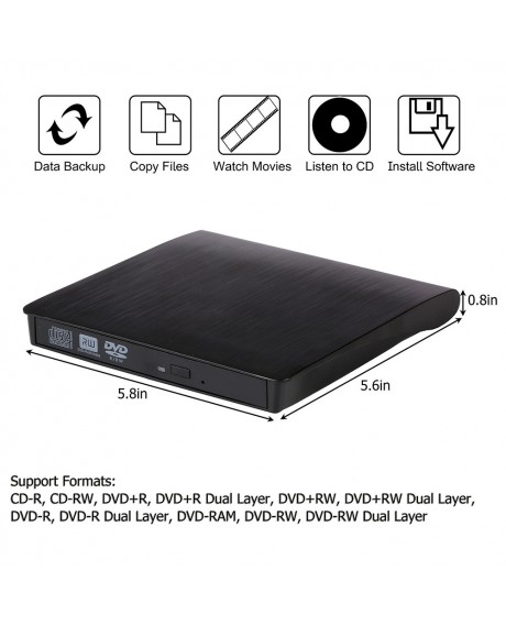 2018 Slim External USB 3.0 DVD RW CD Writer Drive Burner Reader Player For Laptop PC