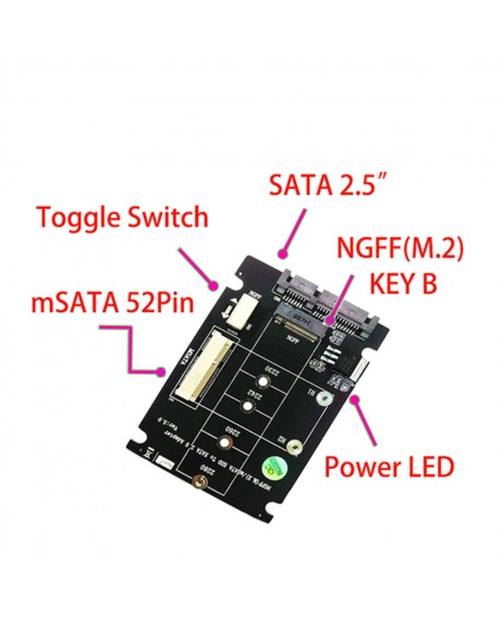 2 in 1 Combine Mini PCI-E M.2 NGFF & mSATA SSD To SATA 3.0 III Adapter