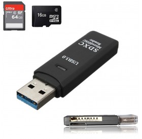 Ultra High Speed 2 in 1 USB 3.0 Memory Card Reader Flash Adapter Micro SD SDXC