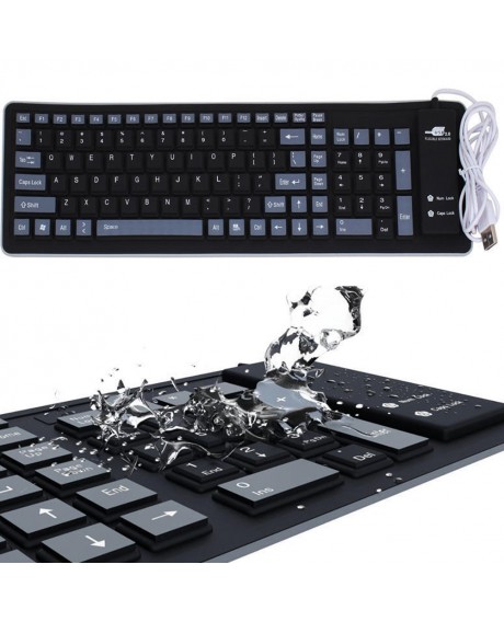 Keyboard with Usb Cable Foldable Silicone Keyboard USB Wired Silicone Flexible Soft Waterproof Roll Up Silica Gel