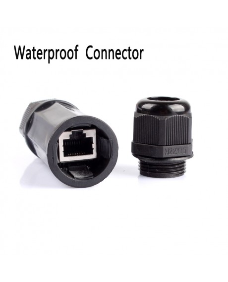 8 Core Waterproof RJ45 8P8C Ethernet LAN Network Plug Socket Connector Black IP68