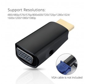HDMI Male to VGA Female 1080p Video Converter Adapter 3.5mm Audio Cable fo PC RF