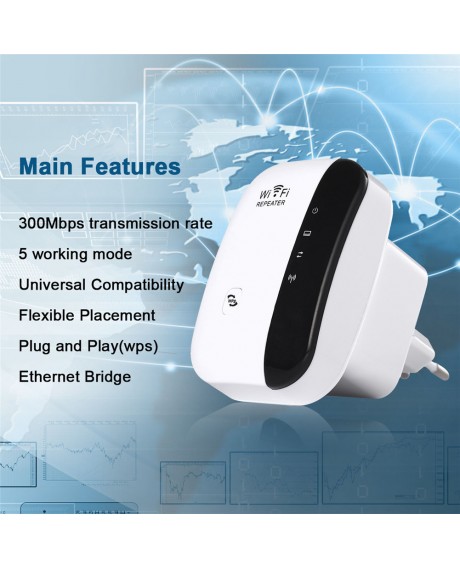 300Mbps Wireless WIFI Repeater 2.4G AP Router Network Signal Booster Extender Amplifier