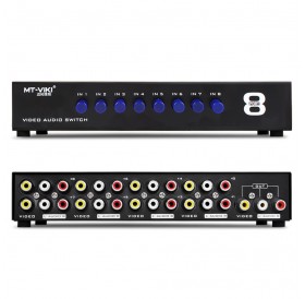 8 In 1 Out Splitter Composite 3RCA AV Video Audio Switch Switcher Box Selector