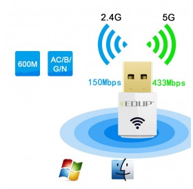 Mini 5ghz usb wifi adapter 600mbps 802.11ac wifi receiver Dual Band USB Ethernet Adapter Network Card for Computer PC