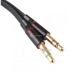 3.5mm Female to 2 Male Headphone Mic Audio Y Splitter Cable