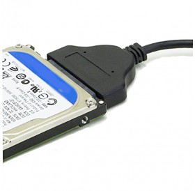 Dual USB 2.0 to 2.5inch 7+15Pin SATA Male Data and Power Cable Adapter For 2.5" HDD SSD