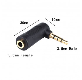 1pcs 90 degree Right Angled 3.5mm 4poles Audio Stereo Male to Female Extension Adapter adaptor Black
