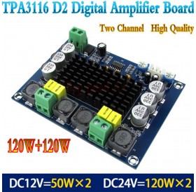 XH-M543 DC 12V 24V TPA3116 D2 Dual Channel Digital Power Audio Amplifier Module