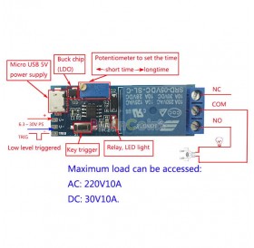 5V -30V Delay Relay Timer Module Trigger Delay Switch Micro USB Power Tool