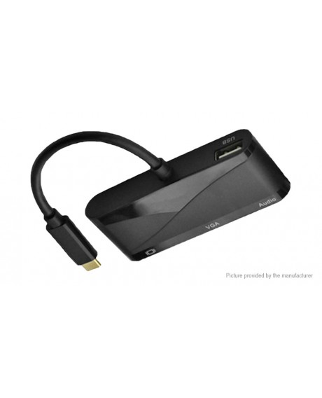 THV401 USB-C to HDMI + VGA + 3.5mm Audio + USB Converter Adapter