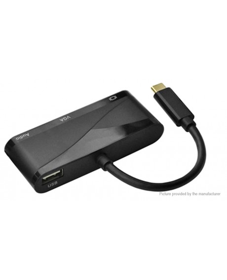 THV401 USB-C to HDMI + VGA + 3.5mm Audio + USB Converter Adapter