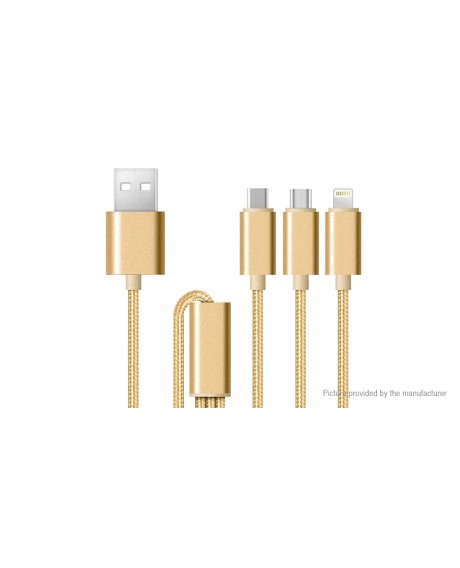 3-in-1 Micro-USB/USB-C/8-pin to USB Data Sync / Charging Cable (120cm)