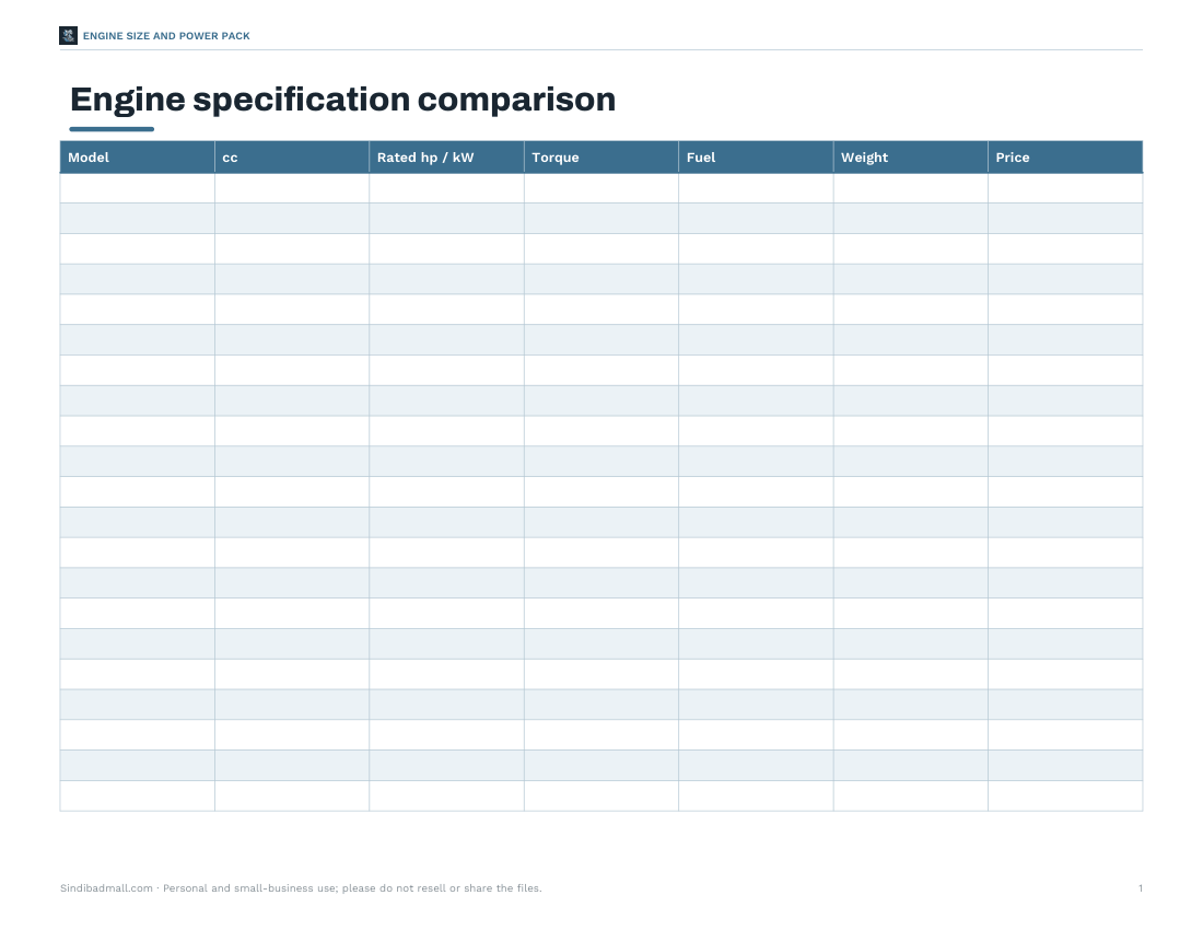 Preview of the first page of Spec comparison (PDF/DOCX/XLSX)